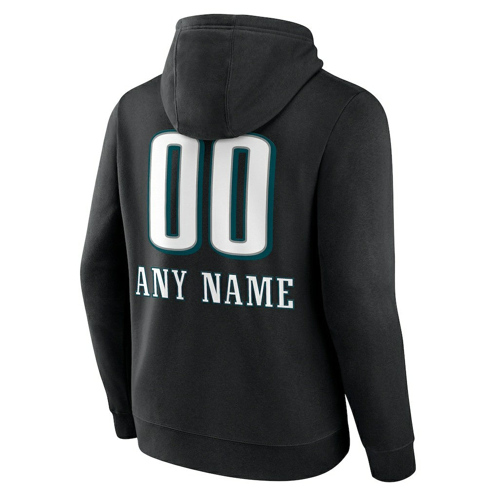 Philadelphia Eagles Personalized Name & Number Team Wordmark Pullover Hoodie Black | NFL