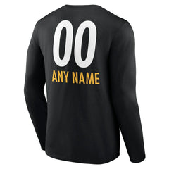 Pittsburgh Steelers Personalized Name & Number Team Wordmark Long Sleeve T-Shirt Black | NFL