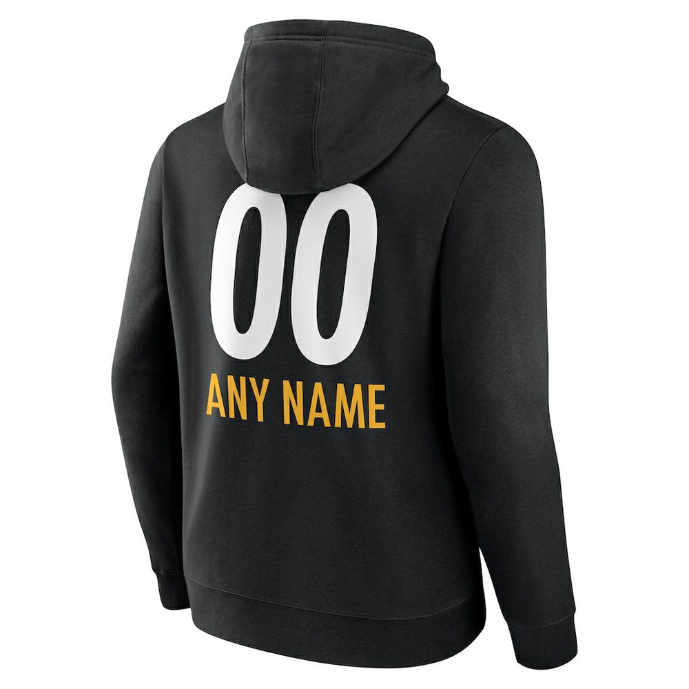 Pittsburgh Steelers Personalized Name & Number Team Wordmark Pullover Hoodie Black | NFL