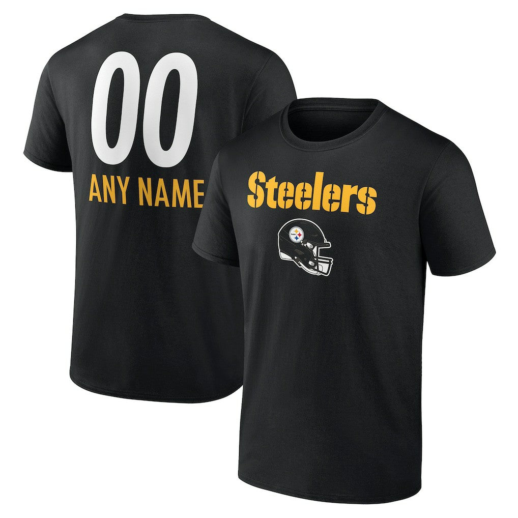 Pittsburgh Steelers Personalized Name & Number Team Wordmark T-Shirt Black | NFL