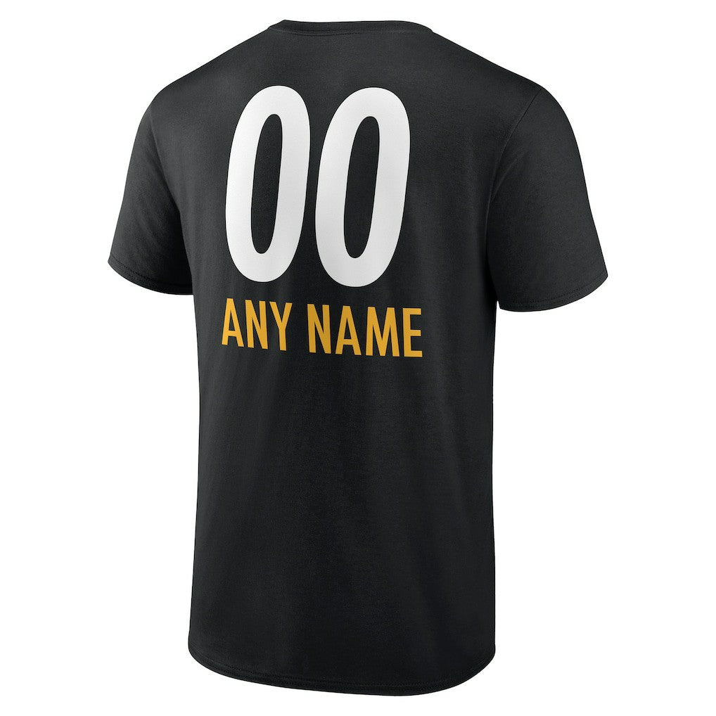 Pittsburgh Steelers Personalized Name & Number Team Wordmark T-Shirt Black | NFL