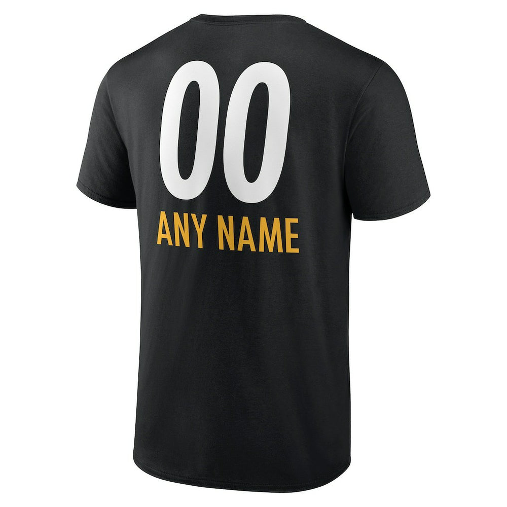 Pittsburgh Steelers Personalized Name & Number Team Wordmark T-Shirt Black | NFL