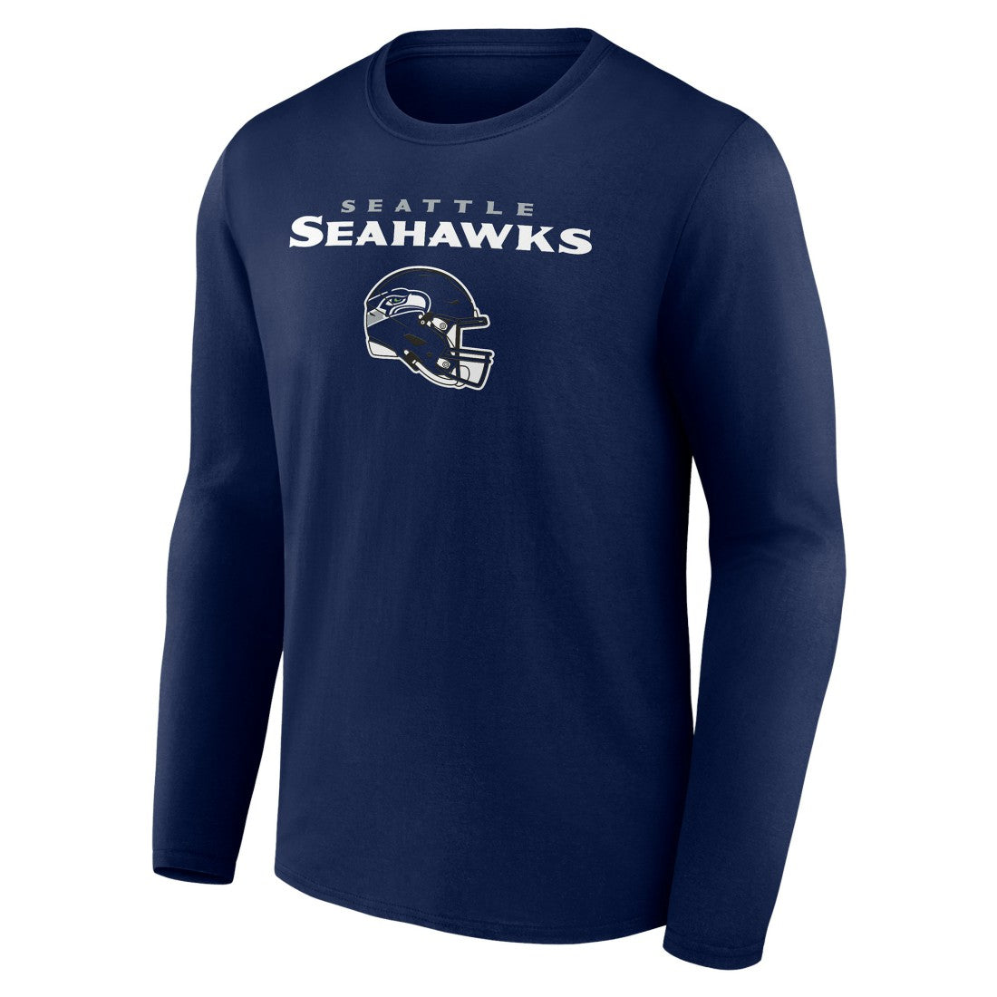 Seattle Seahawks Personalized Name & Number Team Wordmark Long Sleeve T-Shirt College Navy | NFL