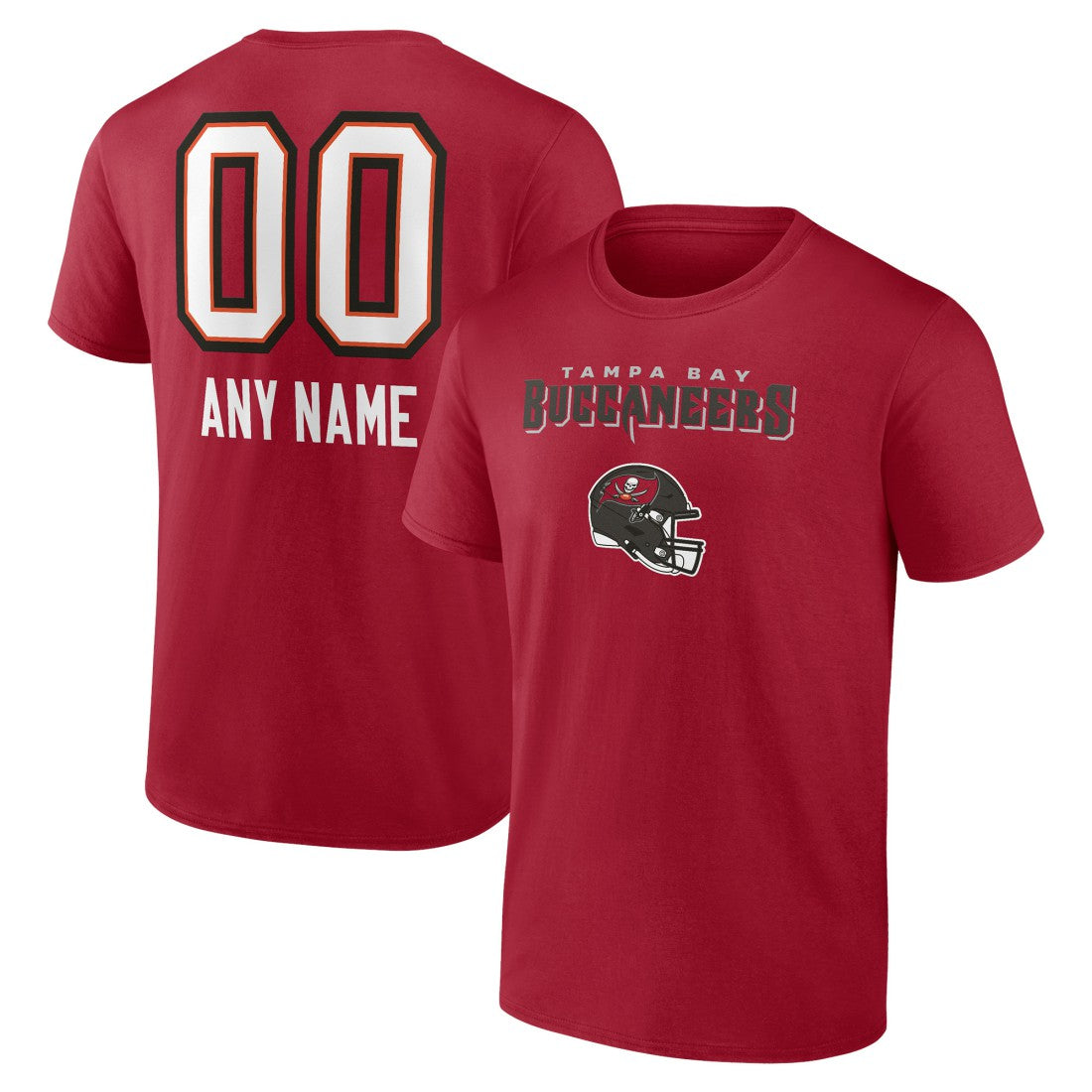 Tampa Bay Buccaneers Personalized Name & Number Team Wordmark T-Shirt Red | NFL