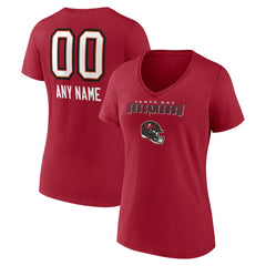 Tampa Bay Buccaneers Women's Personalized Name & Number Team Wordmark V-Neck T-Shirt Red | NFL