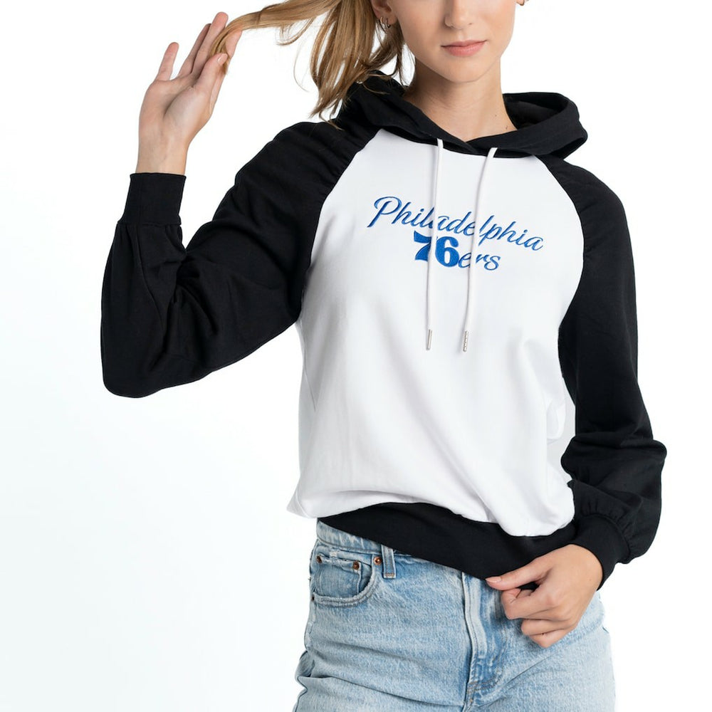 Philadelphia 76ers Lusso Women's Marlowe Tri-Blend Raglan Pullover Hoodie White - NBA