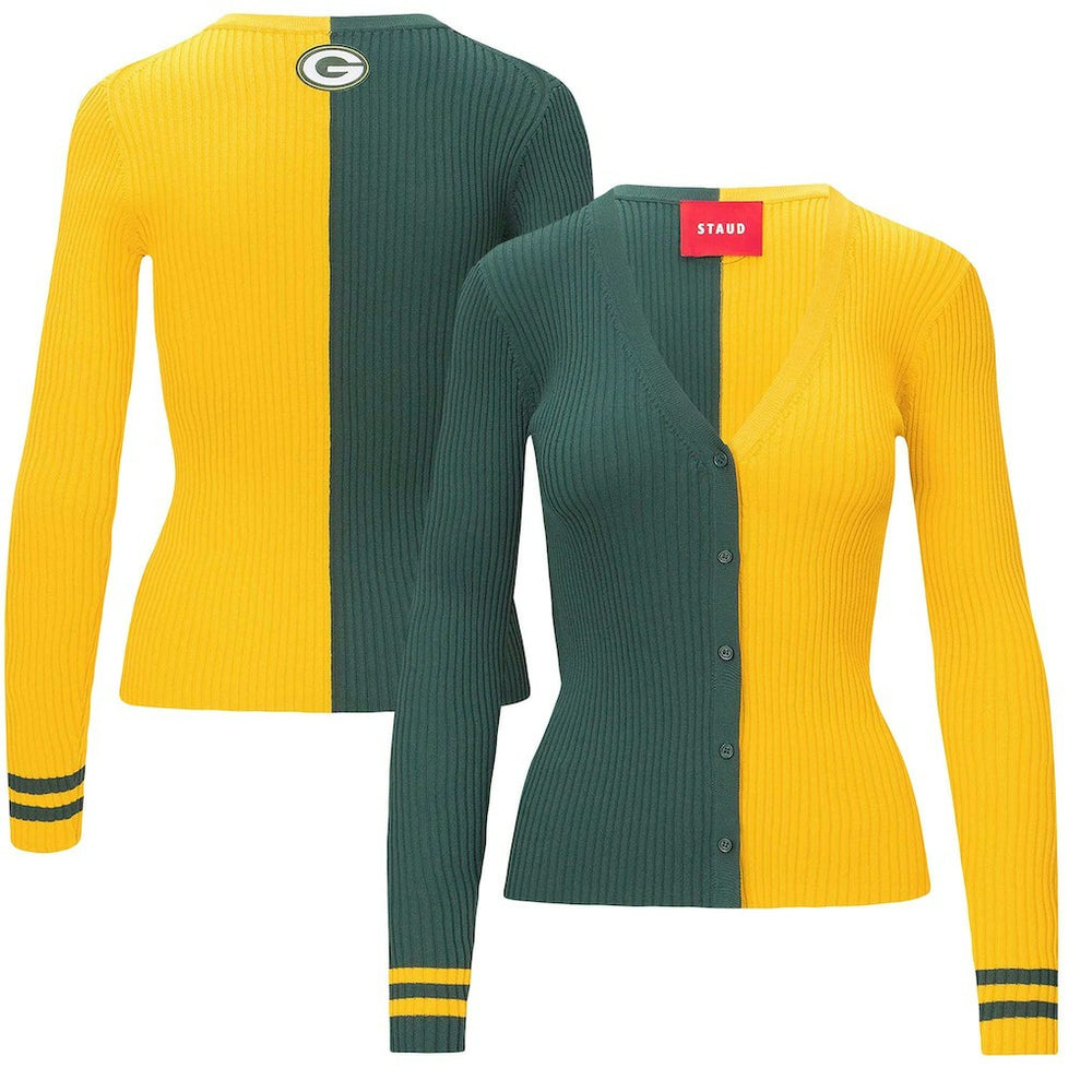 Green Bay Packers STAUD Women's Cargo Sweater Green/Gold | NFL