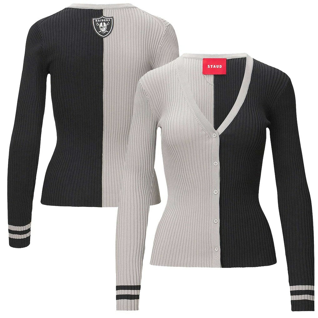 Las Vegas Raiders STAUD Women's Cargo Sweater Silver/Black | NFL