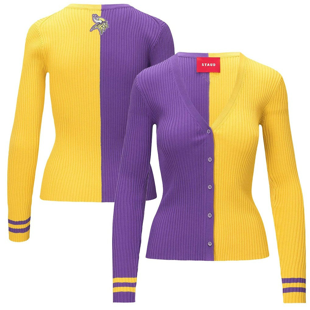 Minnesota Vikings STAUD Women's Cargo Sweater Purple/Gold | NFL