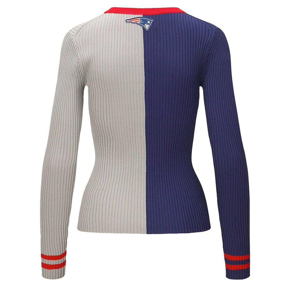New England Patriots STAUD Women's Cargo Sweater Navy/Gray | NFL