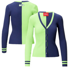 Seattle Seahawks STAUD Women's Cargo Sweater Neon Green/Navy | NFL