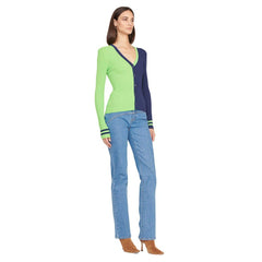 Seattle Seahawks STAUD Women's Cargo Sweater Neon Green/Navy | NFL