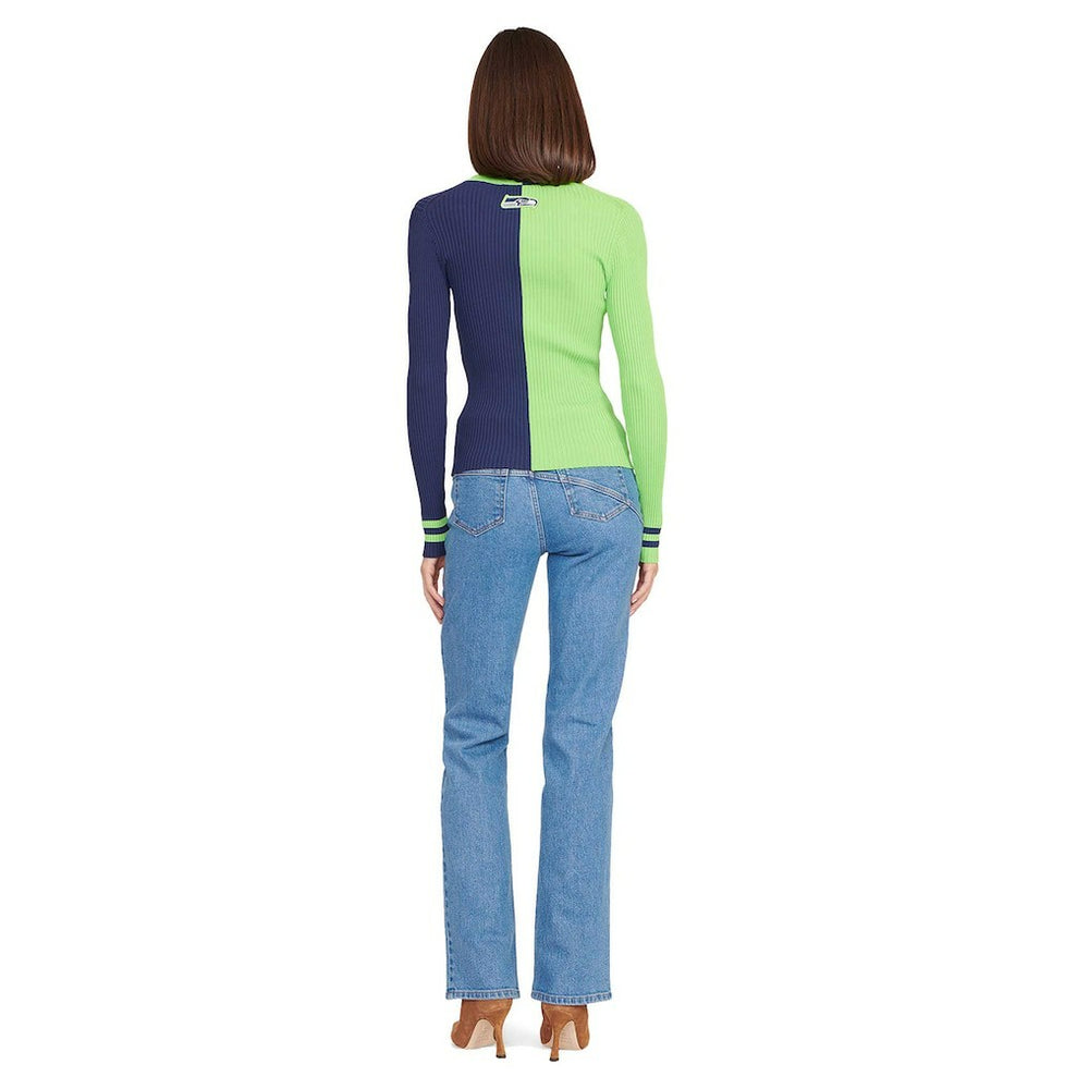 Seattle Seahawks STAUD Women's Cargo Sweater Neon Green/Navy | NFL