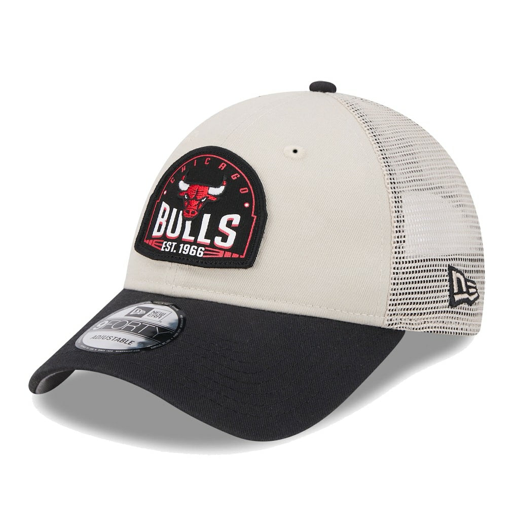 Chicago Bulls Throwback Patch Trucker 9FORTY Adjustable Hat Khaki/Black - NBA