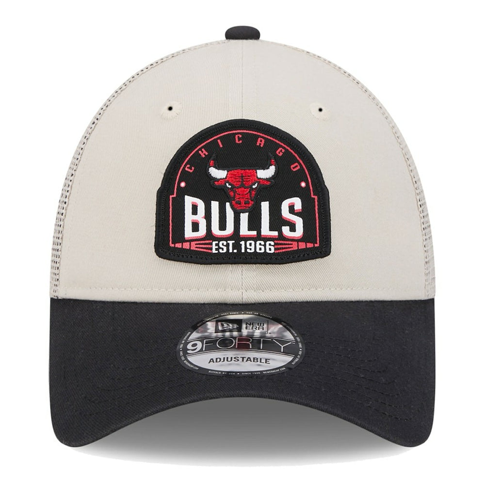 Chicago Bulls Throwback Patch Trucker 9FORTY Adjustable Hat Khaki/Black - NBA