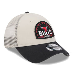 Chicago Bulls Throwback Patch Trucker 9FORTY Adjustable Hat Khaki/Black - NBA