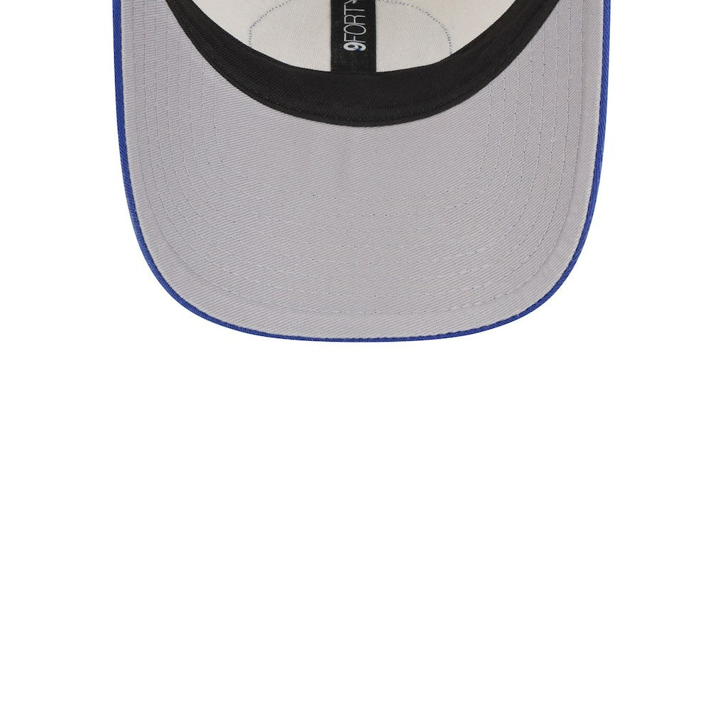 Golden State Warriors Throwback Patch Trucker 9FORTY Adjustable Hat Khaki/Royal - NBA