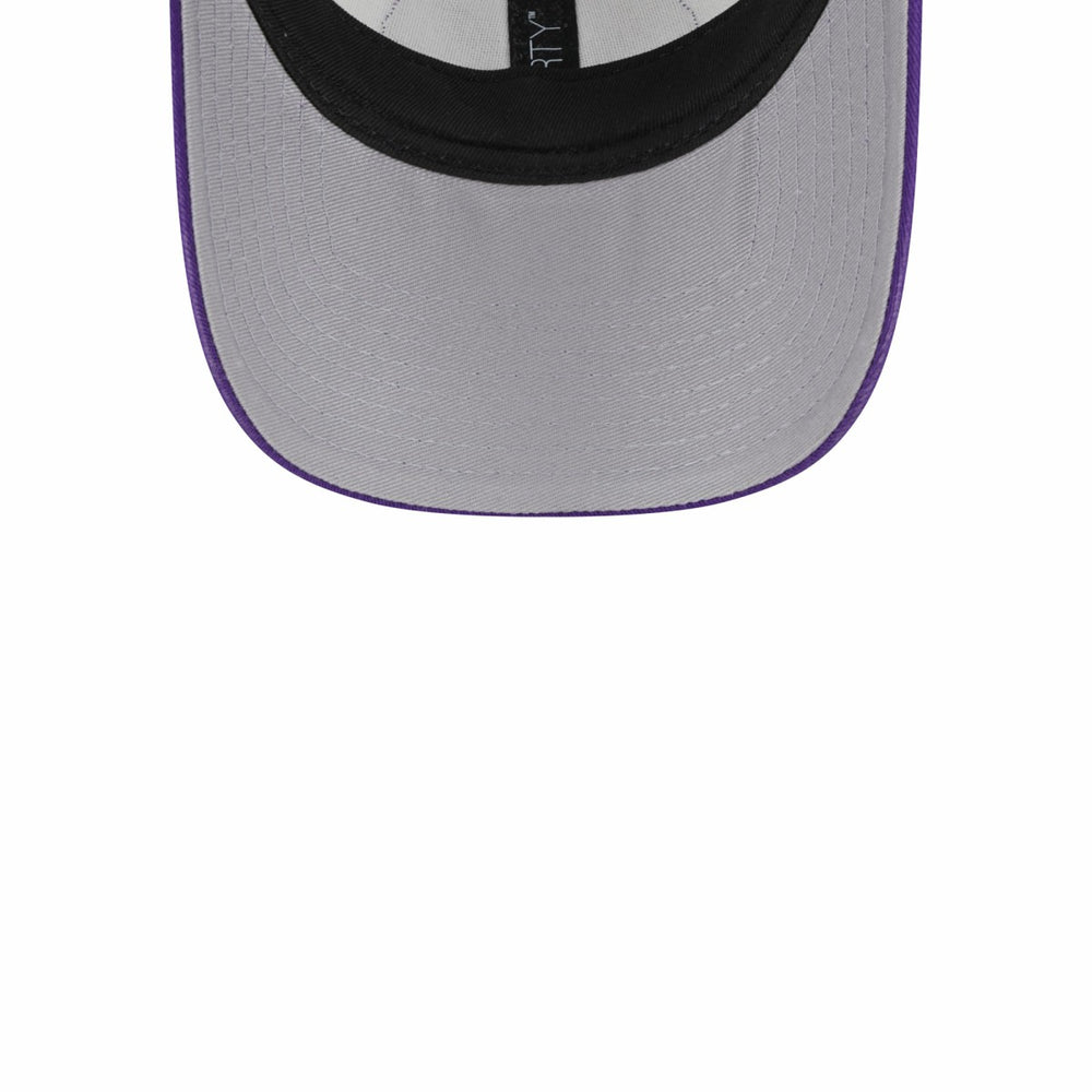 Los Angeles Lakers Throwback Patch Trucker 9FORTY Adjustable Hat Khaki/Purple - NBA