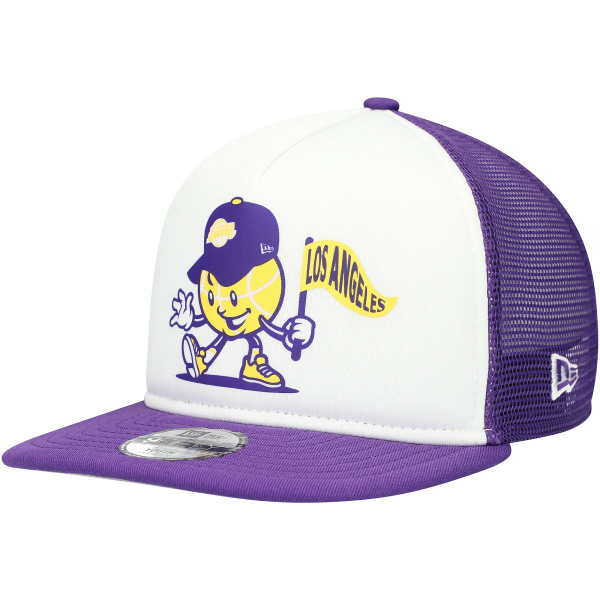 Los Angeles Lakers Youth Court Sport Mascot 9FIFTY Snapback Hat White/Purple - NBA