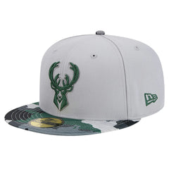 Milwaukee Bucks Active Color Camo Visor 59FIFTY Fitted Hat Gray - NBA
