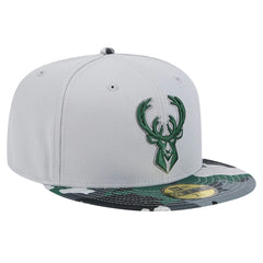 Milwaukee Bucks Active Color Camo Visor 59FIFTY Fitted Hat Gray - NBA