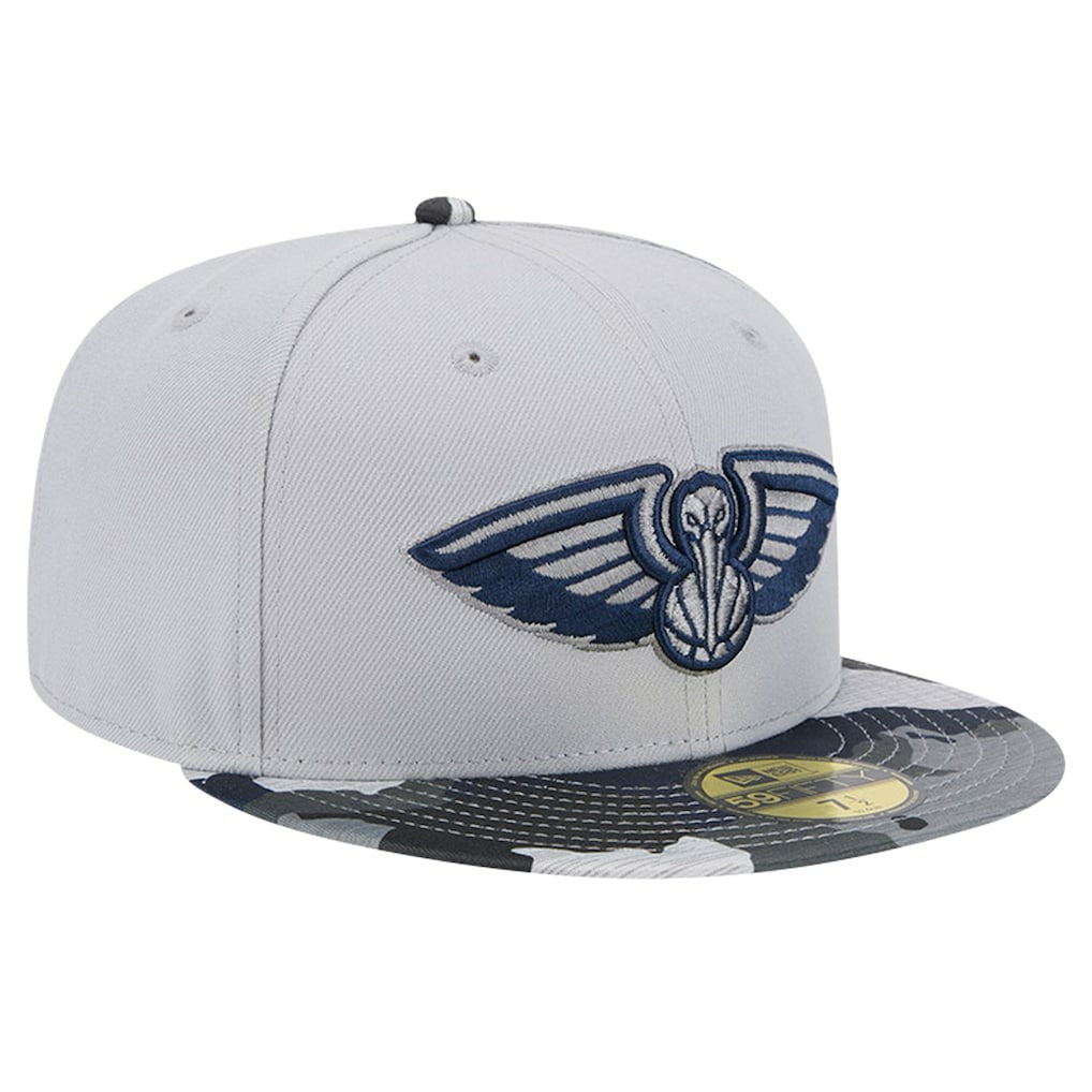 New Orleans Pelicans Active Color Camo Visor 59FIFTY Fitted Hat Gray - NBA