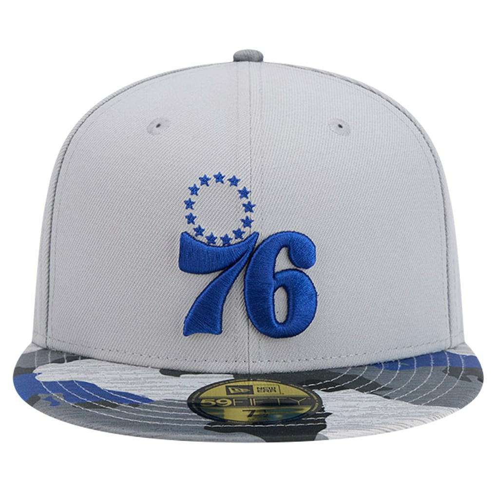 Philadelphia 76ers Active Color Camo Visor 59FIFTY Fitted Hat Gray - NBA