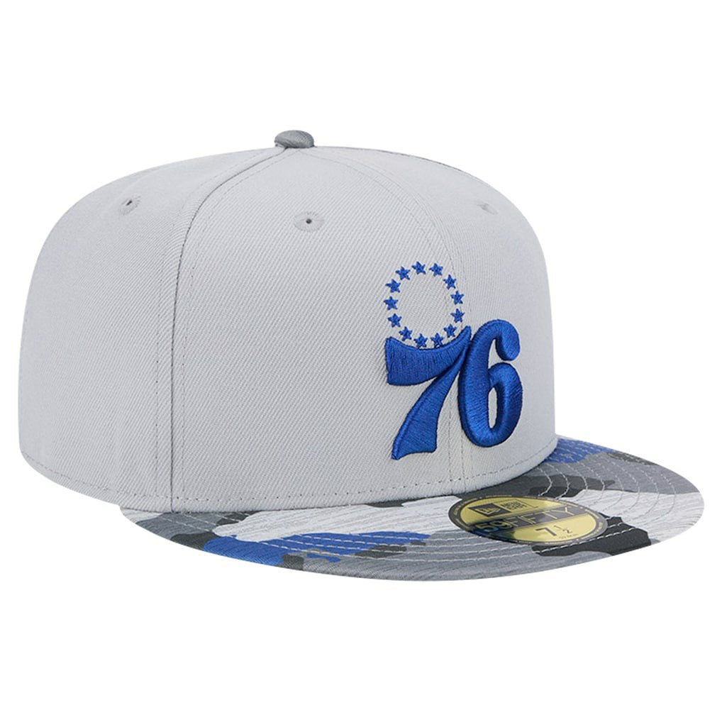 Philadelphia 76ers Active Color Camo Visor 59FIFTY Fitted Hat Gray - NBA
