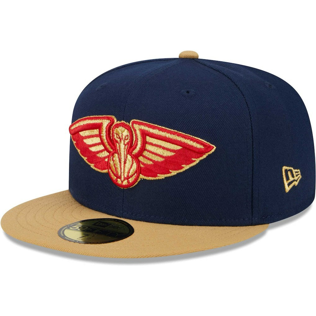 New Orleans Pelicans Gameday Gold Pop Stars 59FIFTY Fitted Hat Navy/Gold - NBA