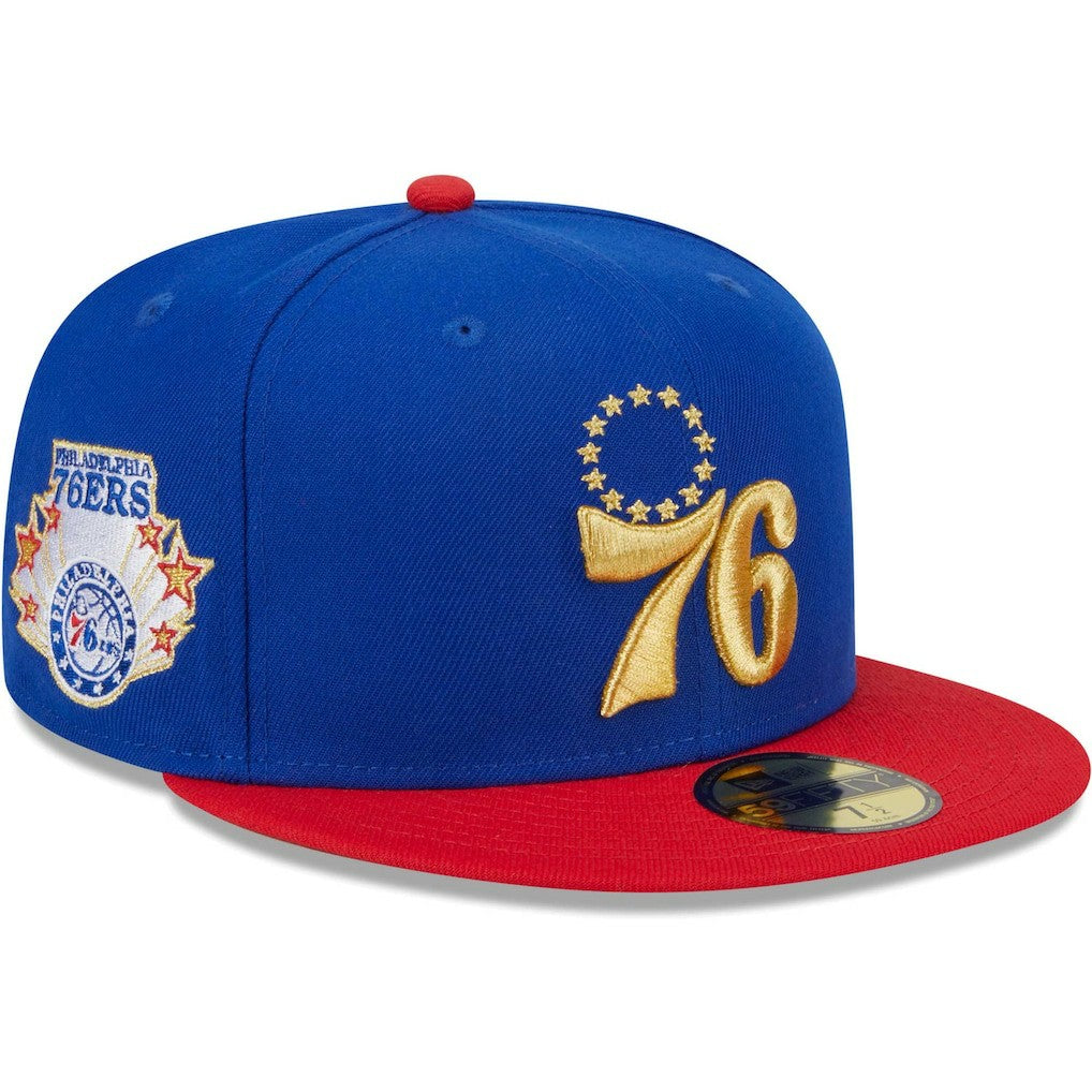 Philadelphia 76ers Gameday Gold Pop Stars 59FIFTY Fitted Hat Royal/Red - NBA