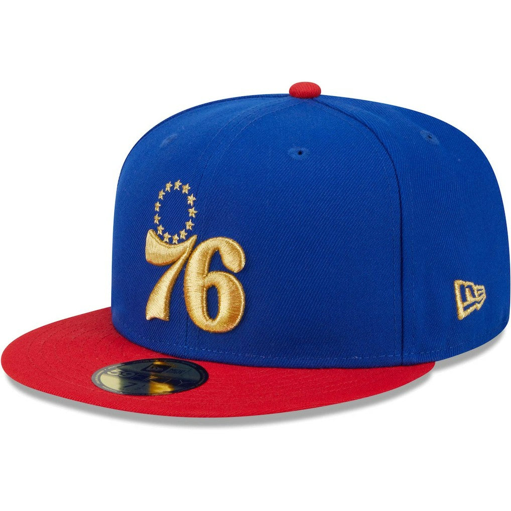 Philadelphia 76ers Gameday Gold Pop Stars 59FIFTY Fitted Hat Royal/Red - NBA