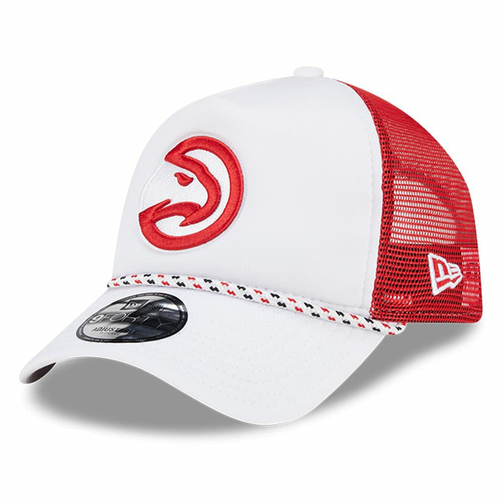 Atlanta Hawks Court Sport Foam A-Frame 9FORTY Adjustable Trucker Hat White/Red - NBA