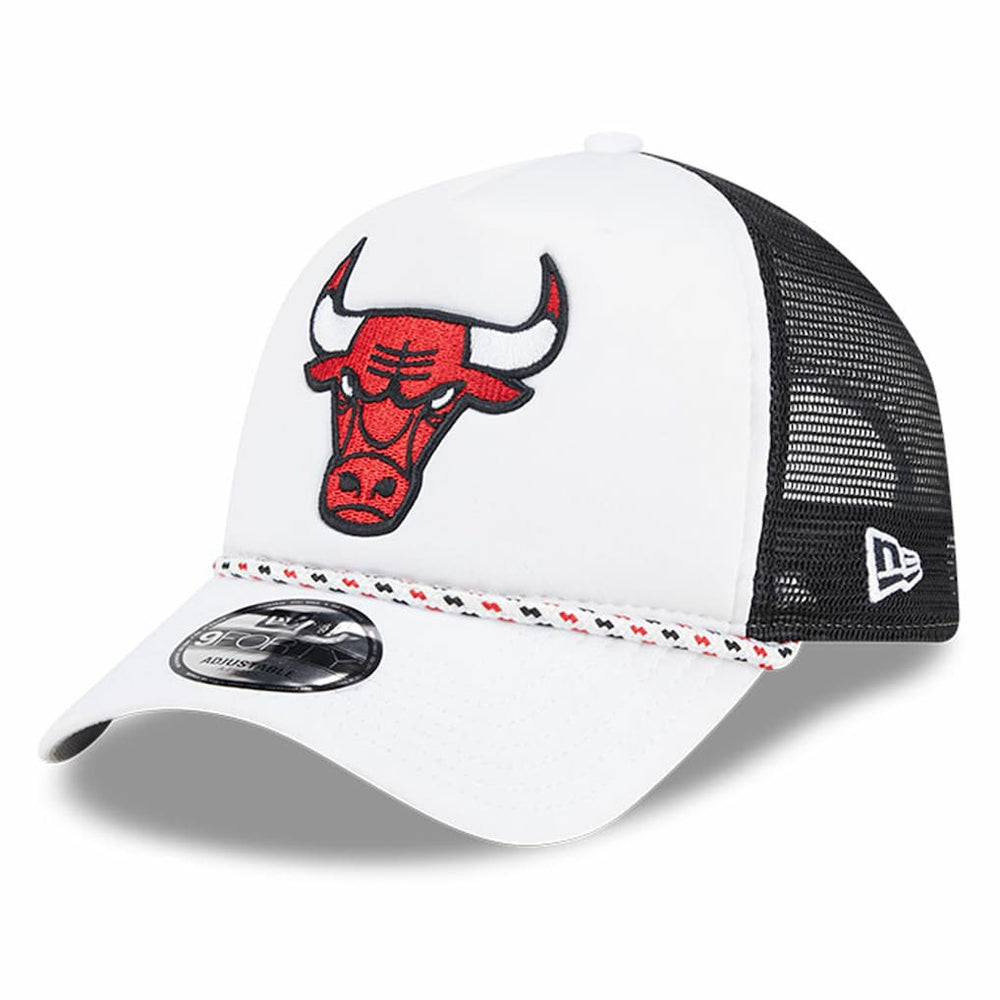 Chicago Bulls Court Sport Foam A-Frame 9FORTY Adjustable Trucker Hat White/Black - NBA