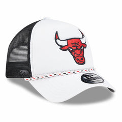 Chicago Bulls Court Sport Foam A-Frame 9FORTY Adjustable Trucker Hat White/Black - NBA