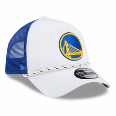 Golden State Warriors Court Sport Foam A-Frame 9FORTY Adjustable Trucker Hat White/Royal - NBA