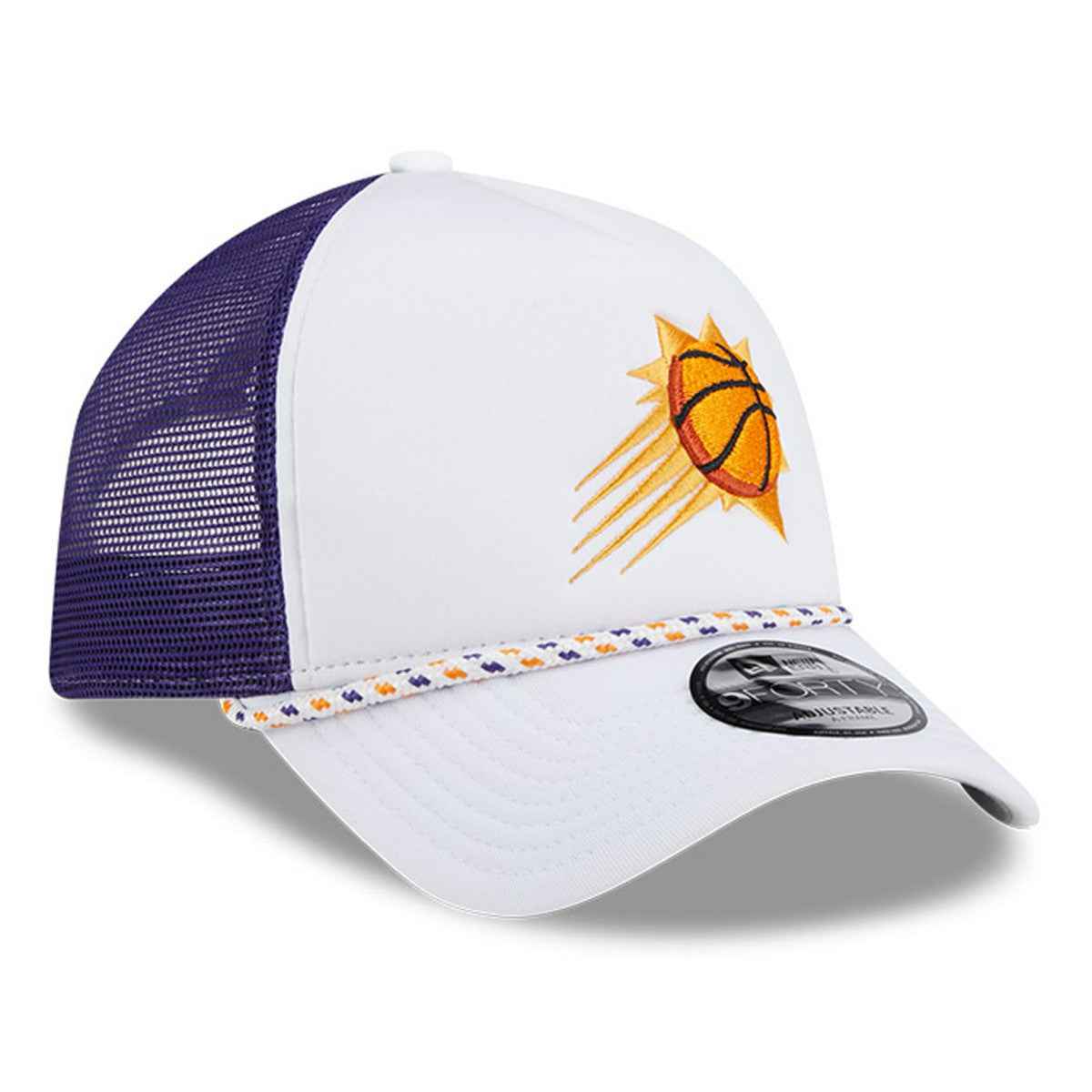 Phoenix Suns Court Sport Foam A-Frame 9FORTY Adjustable Trucker Hat White/Purple - NBA