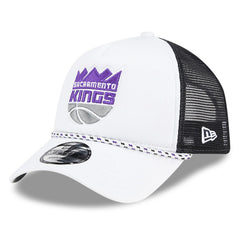 Sacramento Kings Court Sport Foam A-Frame 9FORTY Adjustable Trucker Hat White/Black - NBA
