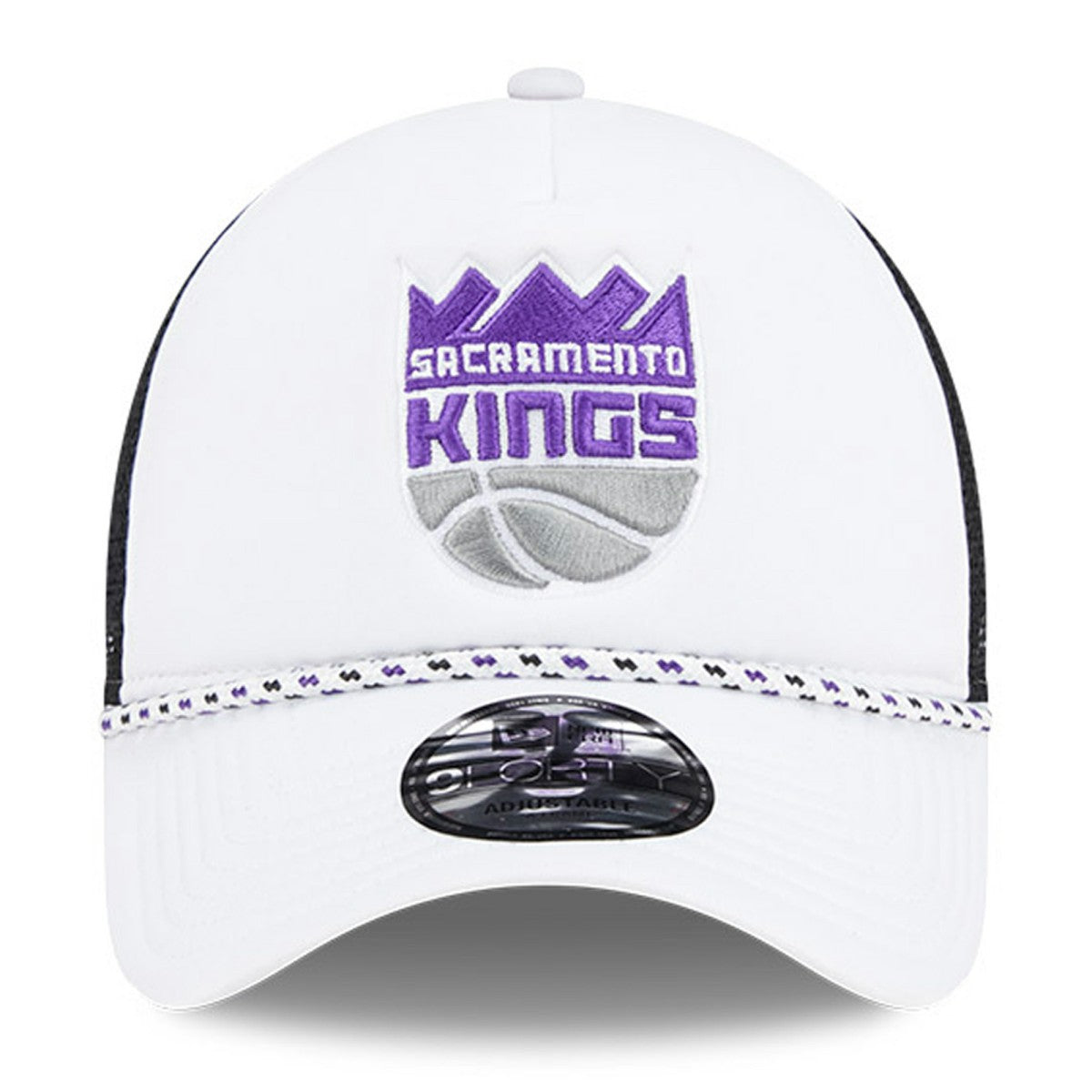 Sacramento Kings Court Sport Foam A-Frame 9FORTY Adjustable Trucker Hat White/Black - NBA