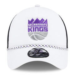 Sacramento Kings Court Sport Foam A-Frame 9FORTY Adjustable Trucker Hat White/Black - NBA