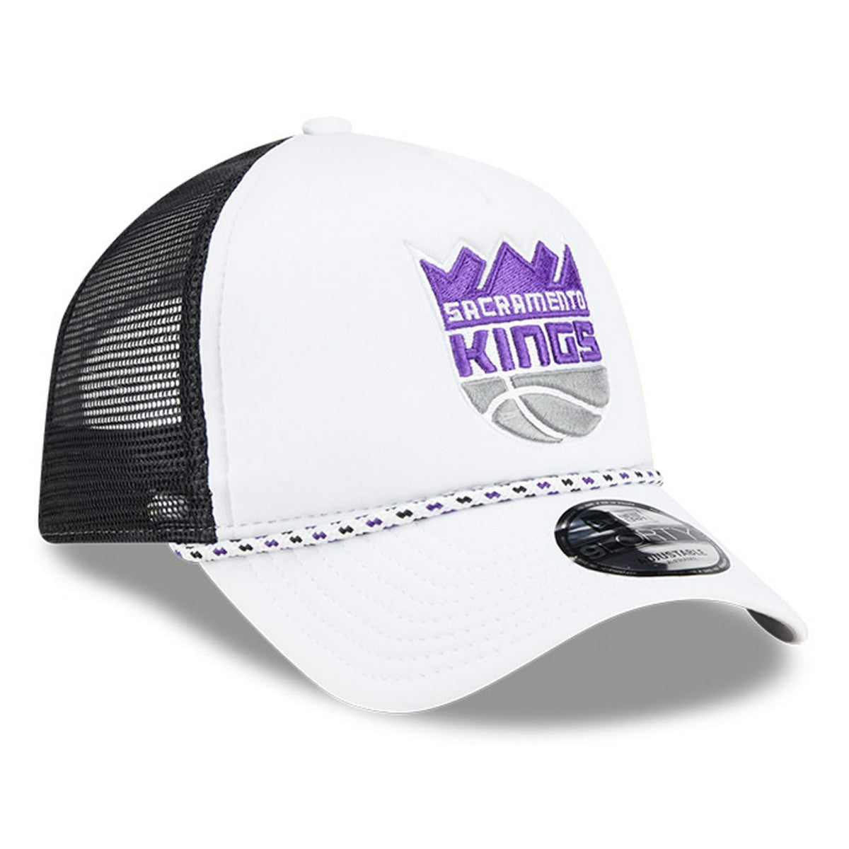 Sacramento Kings Court Sport Foam A-Frame 9FORTY Adjustable Trucker Hat White/Black - NBA