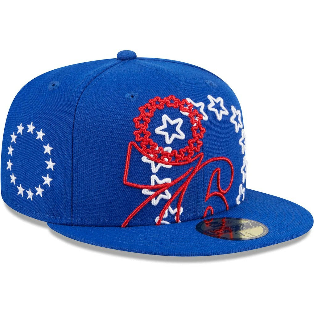 Philadelphia 76ers Game Day Hollow Logo Mashup 59FIFTY Fitted Hat Royal - NBA
