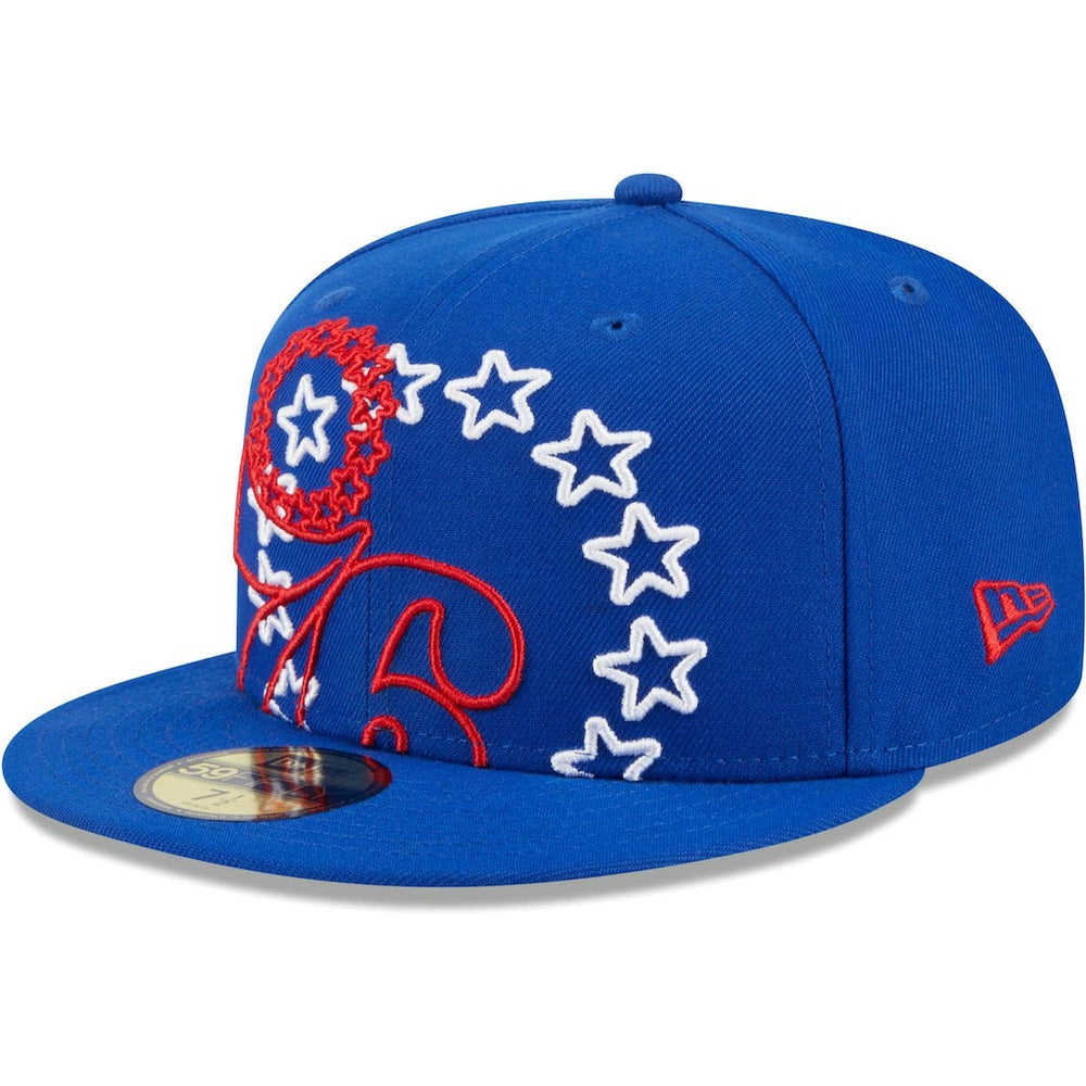 Philadelphia 76ers Game Day Hollow Logo Mashup 59FIFTY Fitted Hat Royal - NBA