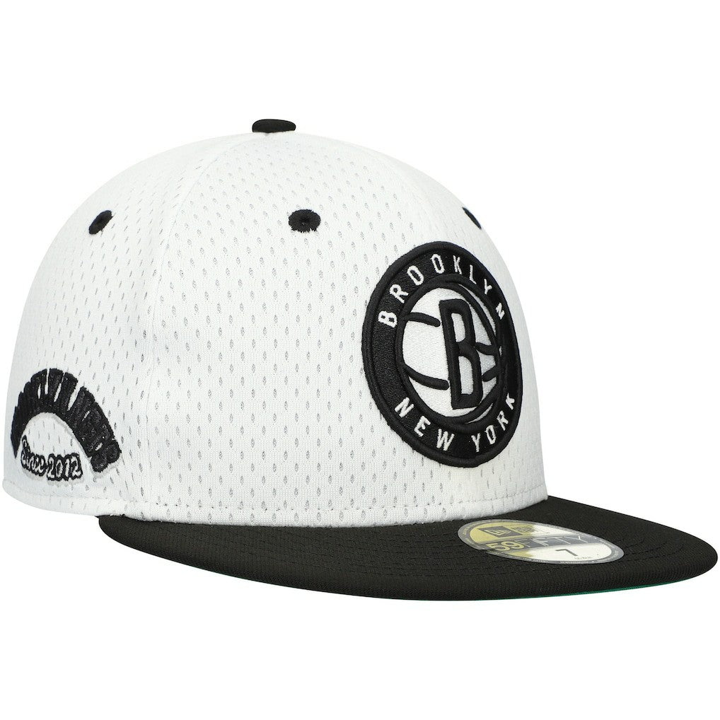 Brooklyn Nets Throwback 2Tone 59FIFTY Fitted Hat White/Black - NBA