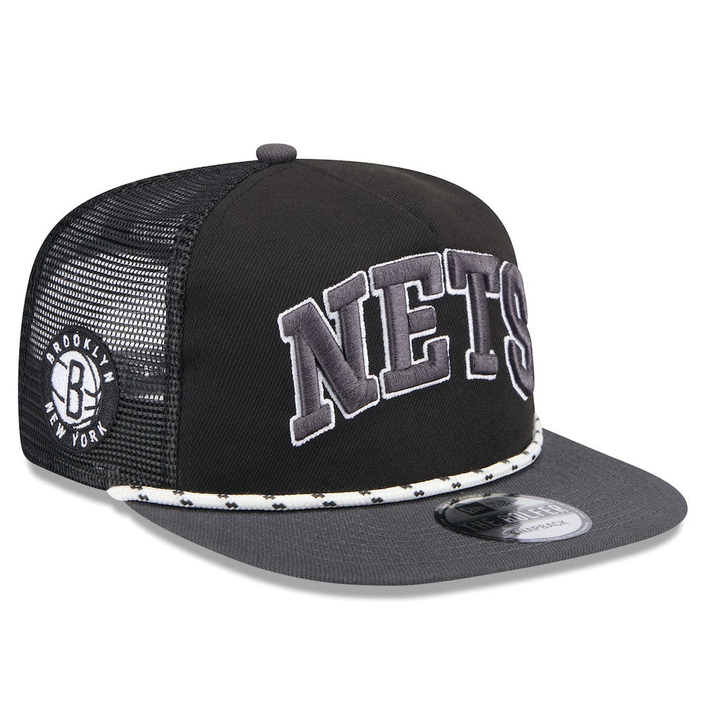 Brooklyn Nets Throwback Team Arch Golfer Snapback Hat Black/Charcoal - NBA