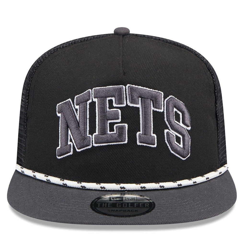 Brooklyn Nets Throwback Team Arch Golfer Snapback Hat Black/Charcoal - NBA