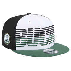 Milwaukee Bucks Throwback Gradient Tech Font 9FIFTY Snapback Hat White/Hunter Green - NBA