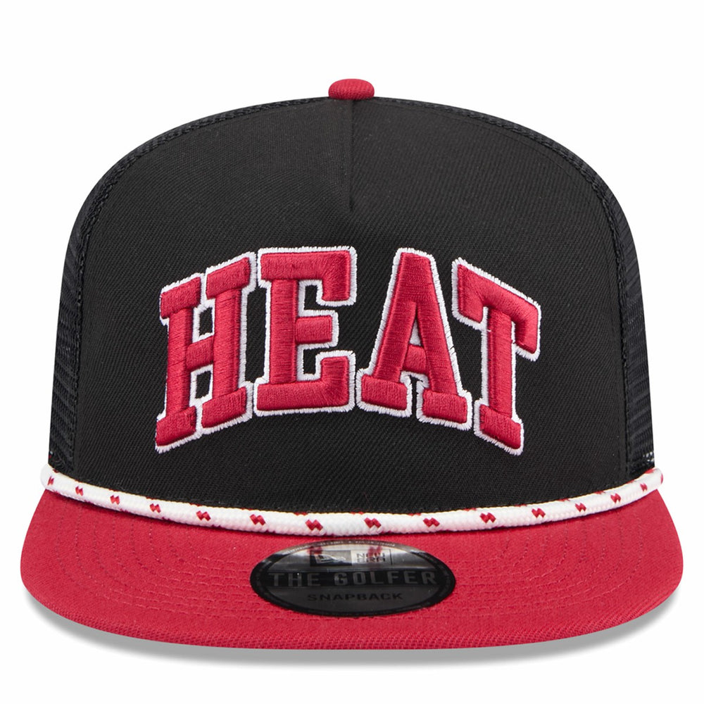 Miami Heat Throwback Team Arch Golfer Snapback Hat Black/Red - NBA