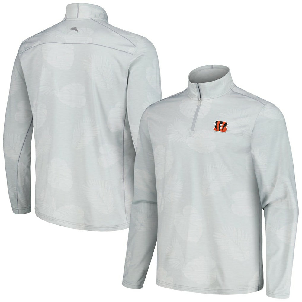 Cincinnati Bengals Delray Frond IslandZone Half-Zip Sweatshirt Gray | Tommy Bahama