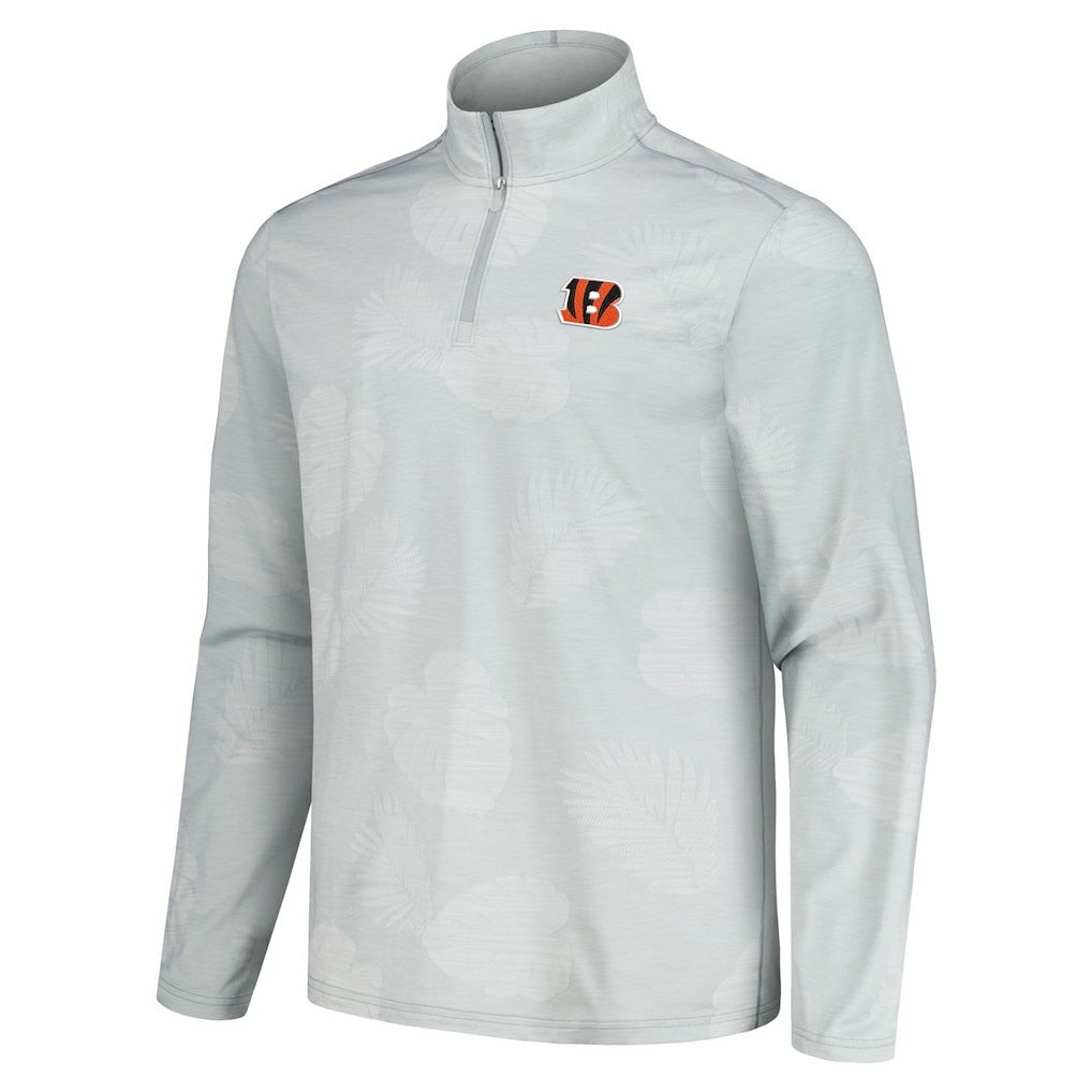 Cincinnati Bengals Delray Frond IslandZone Half-Zip Sweatshirt Gray | Tommy Bahama