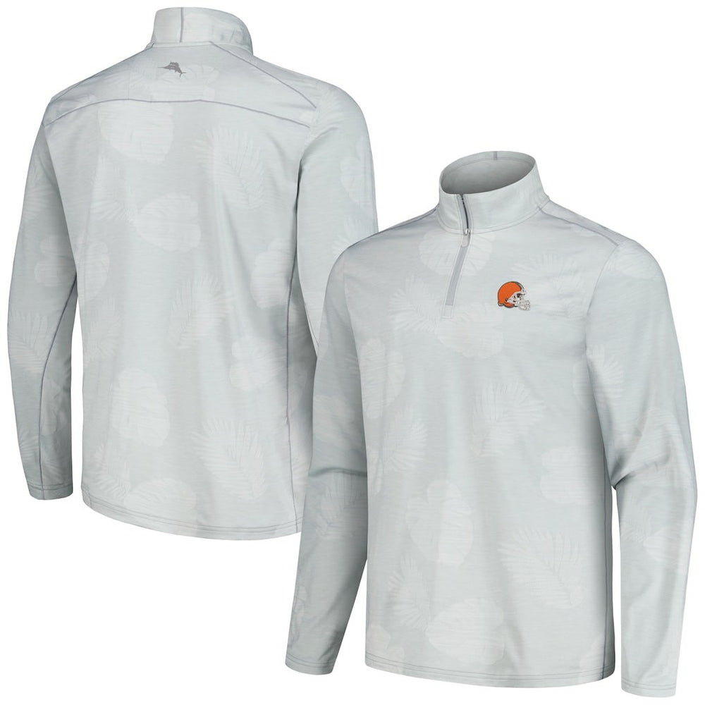 Cleveland Browns Delray Frond IslandZone Half-Zip Sweatshirt Gray | Tommy Bahama
